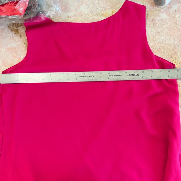 Womens Fuschia 3 Piece Outfit Set Flowy Wide Leg Pant Tank Cardigan Womens XL - Picture 11 of 13